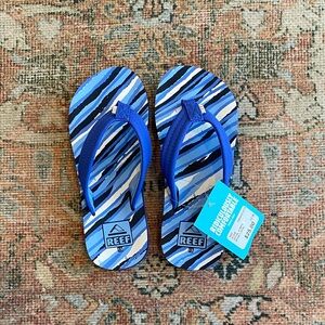 Reef Kids Striped Blue Flip Flops